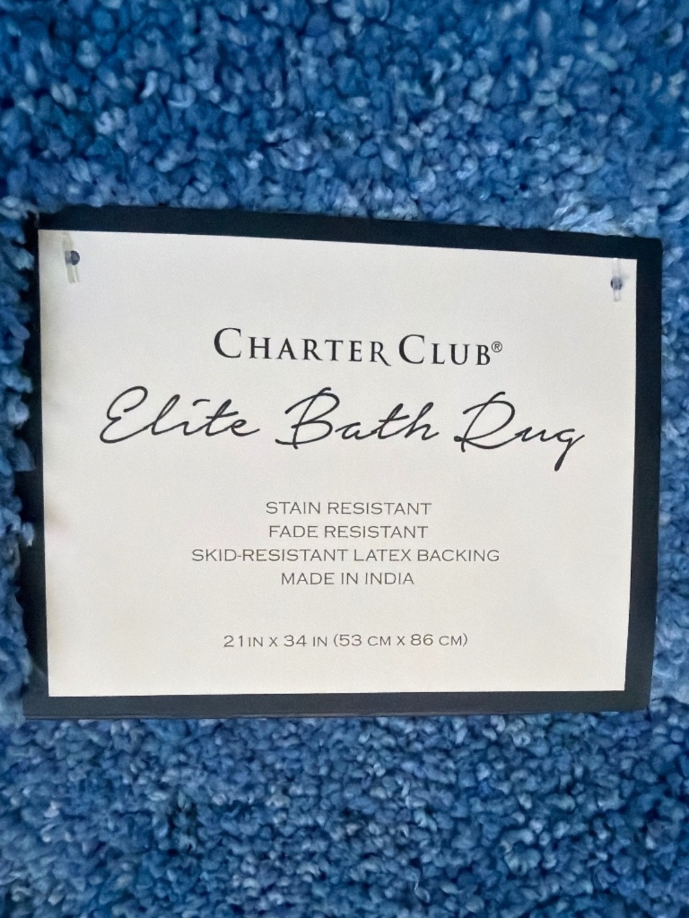21"x34" CORNFLOWER BLUE Charter Club Elite Bath Rug w/ Skid Resistant Backing
